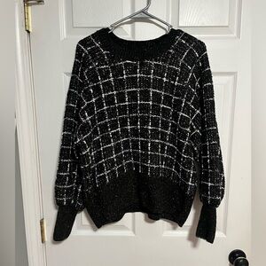 Karl Lagerfeld Black and White Glittery Sweater
